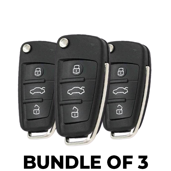 3 x 2006-2015 Audi / 3-Button Flip Key / PN: 0657660023S/ IYZ 3314 (BUNDLE OF 3) - UHS Hardware