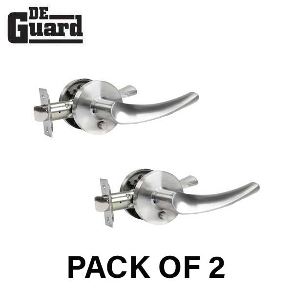 2x Contemporary Wave Lever Set - Privacy - Round Rose - Satin Nickel - Grade 3 (BUNDLE OF 2) (2 For 1) - UHS Hardware