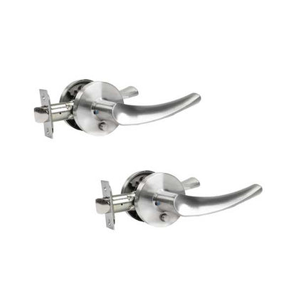 2x Contemporary Wave Lever Set - Privacy - Round Rose - Satin Nickel - Grade 3 (BUNDLE OF 2) (2 For 1) - UHS Hardware