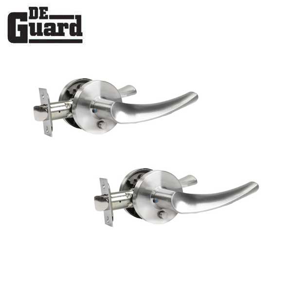2x Contemporary Wave Lever Set - Privacy - Round Rose - Satin Nickel - Grade 3 (BUNDLE OF 2) (2 For 1) - UHS Hardware