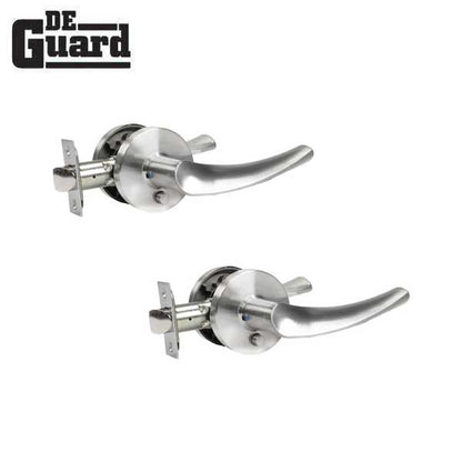2x Contemporary Wave Lever Set - Privacy - Round Rose - Satin Nickel - Grade 3 (BUNDLE OF 2) (2 For 1) - UHS Hardware