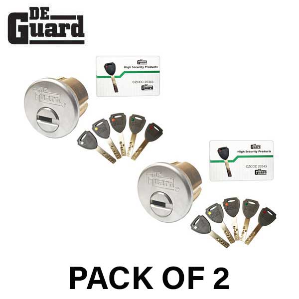 2x High Security - RIM/Mortise Cylinder - 1" - 206 Keyway - US26D - Satin Chrome (BUNDLE OF 2) (2 For 1) - UHS Hardware