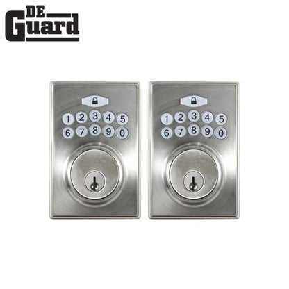 2 x Electronic Keypad Keyed Deadbolt - Grade 3 - Satin Stainless Steel - (KW1) (2 for 1) - UHS Hardware