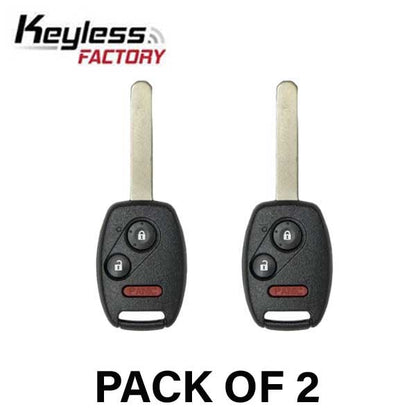 2x 2007-2015 Honda / 3-Button Remote Head Key / MLBHLIK-1T (AFTERMARKET) (2 For 1) - UHS Hardware
