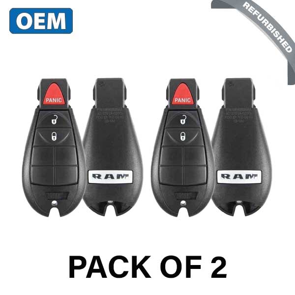 2 x 2013-2019 Dodge RAM / 3-Button Remote Fobik Key / PN:56046953AE / GQ4-53T (OEM Refurb) (2 for 1) - UHS Hardware