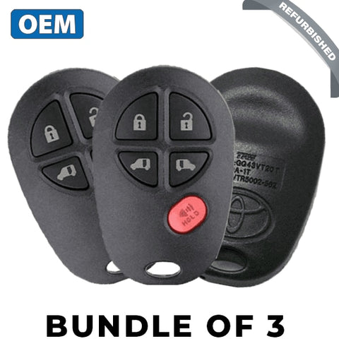 3 x 2004-2017 Toyota Sienna / 5-Button Keyless Entry Remote / PN: 89742-AE030 / GQ43VT20T (BUNDLE OF 3) - UHS Hardware