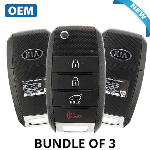 3 x 2015-2018 Kia Sedona / 4-Button Flip Key Remote / PN: 95430-A9100 / TQ8-RKE-4F19 / High Security KK10 (OEM) (BUNDLE OF 3) - UHS Hardware