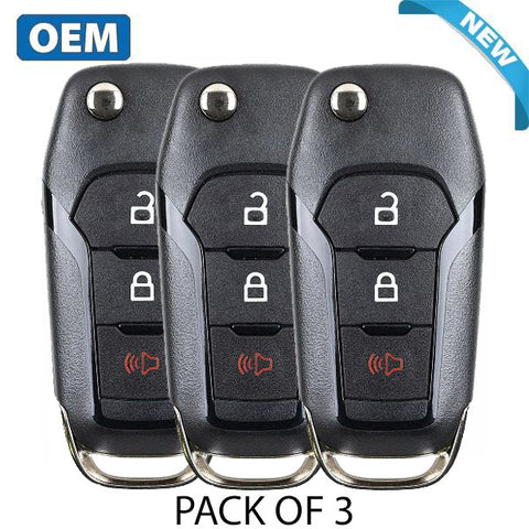 3 x 2015-2020 Ford / 3-Button Flip Key / PN: 164-R8130  / N5F-A08TAA (OEM) (Pack of 3) - UHS Hardware