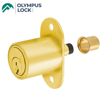 Olympus - 300SD - Sliding Door Plunger Lock - Satin Brass - 7/8" Material Thickness - Optional Keying - Grade 1 - UHS Hardware