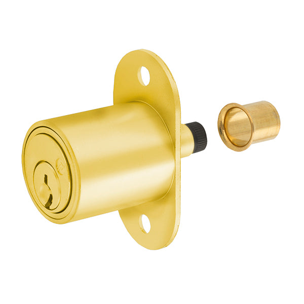 Olympus - 300SD - Sliding Door Plunger Lock - Satin Brass - 7/8" Material Thickness - Optional Keying - Grade 1 - UHS Hardware