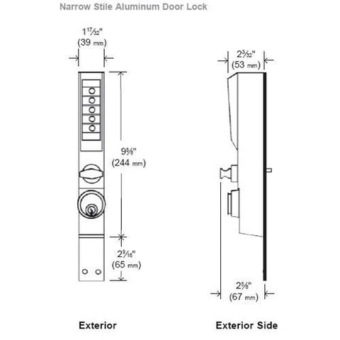 Simplex 3001 Pushbutton Narrow Stile Lock - 26D - Thumbturn - w/ Key Override in Satin Chrome - UHS Hardware