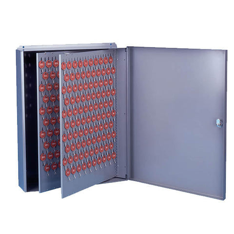 Lund - 556 - Large Single Door Wall Mount Key Cabinet - Optional Tag System - Optional Capacity - 18 Gauge Steel - Grey Powder Coat Finish