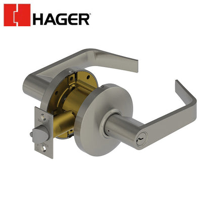 Hager - 3453 - Lever - Entry - 2-3/4" - Satin Chrome - Optional Lever - Optional Keyway