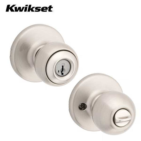 Kwikset - 400P - Polo Knob  - Round Rose - Entrance - 15 - Satin Nickel - SmartKey Technology - Grade 3 - UHS Hardware
