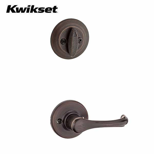 Kwikset - 687DAXDNL - 11P - SMT - Dakota Handleset with Dorian Lever - Deadbolt Keyed One Side - featuring SmartKey - Round Rose - Venetian Bronze - Keyed Entry - Grade 3 - UHS Hardware