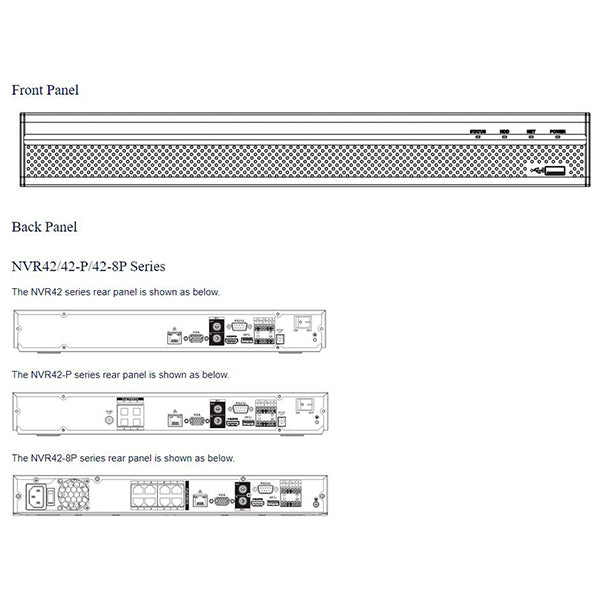 Dahua / 8-Channel / 8MP / PoE  NVR / 2 SATA /  2 TB HDD / DH-N42B2P2 - UHS Hardware