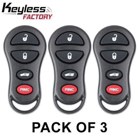 3 x 1998-2011 Dodge Neon / 4-Button Keyless Entry Remote / PN: 4759008AA / GQ43VT9T (AFTERMARKET) (Pack of 3) - UHS Hardware