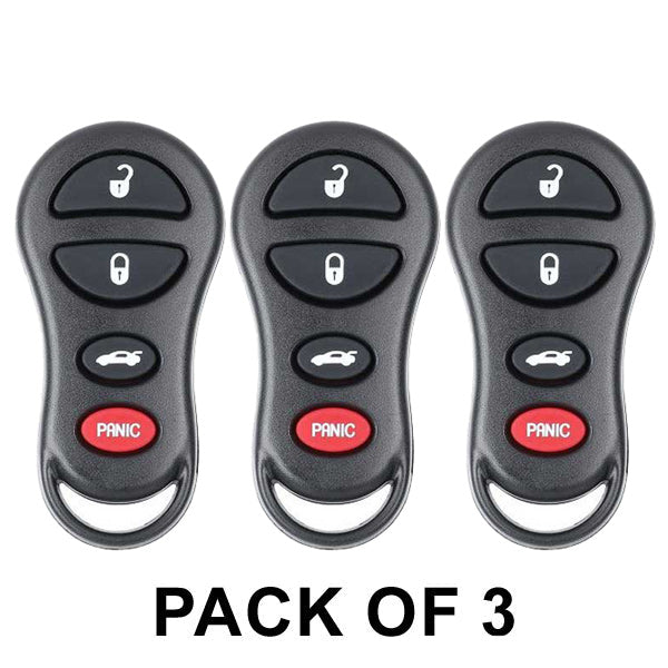 3 x 1998-2011 Dodge Neon / 4-Button Keyless Entry Remote / PN: 4759008AA / GQ43VT9T (AFTERMARKET) (Pack of 3) - UHS Hardware