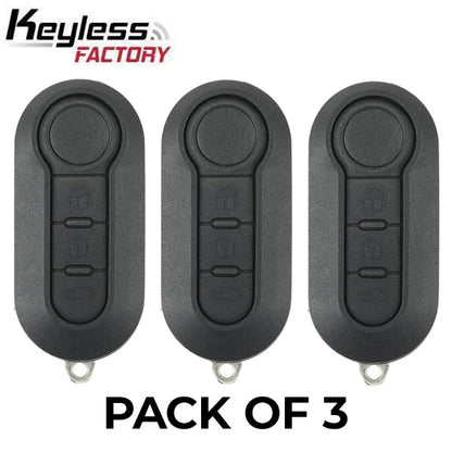 3 x 2012-2017 Fiat 500 / Dodge Ram Promaster City / 3-Button Flip Key / LTQF12AM433TX / Delphi BCM (AFTERMARKET) (Pack of 3)