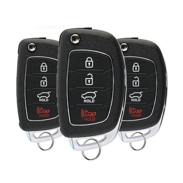 2013-2016 Hyundai Santa Fe / 4-Button Flip Key Remote / PN: 95430-4Z101 / TQ8-RKE-3F04 (Pack of 3) - UHS Hardware
