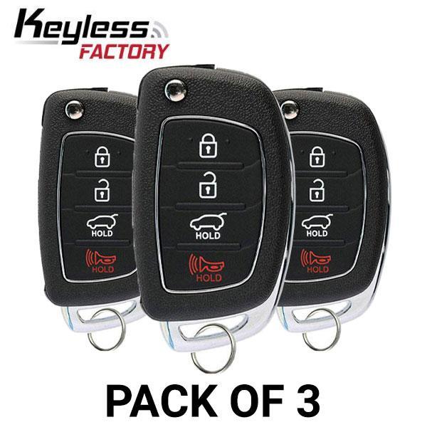 2013-2016 Hyundai Santa Fe / 4-Button Flip Key Remote / TQ8-RKE-3F04 (Pack of 3) - UHS Hardware