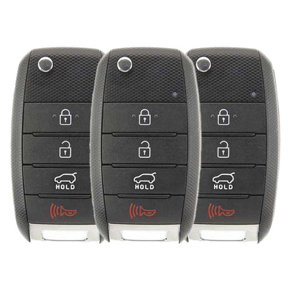 3 x 2014-2019 Kia Soul / 4-Button Flip Key / Gen 2 PS / PN: 95430-B2100 / OSLOKA-875T (AFTERMARKET)﻿ (Pack of 3)