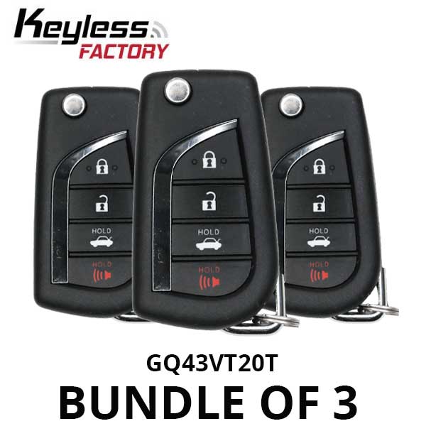 2015-2017 Toyota Sienna Tundra Tacoma / 4-Button Flip Key / GQ43VT20T (H Chip) (BUNDLE OF 3) - UHS Hardware