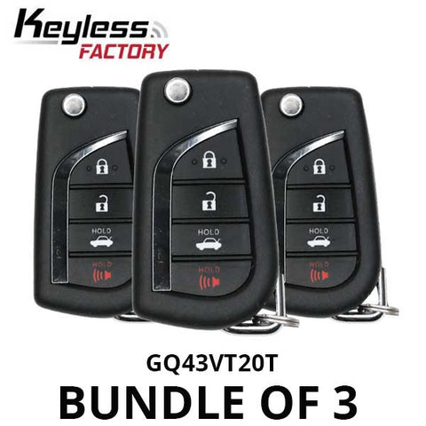 2015-2017 Toyota Sienna Tundra Tacoma / 4-Button Flip Key / GQ43VT20T (H Chip) (BUNDLE OF 3) - UHS Hardware