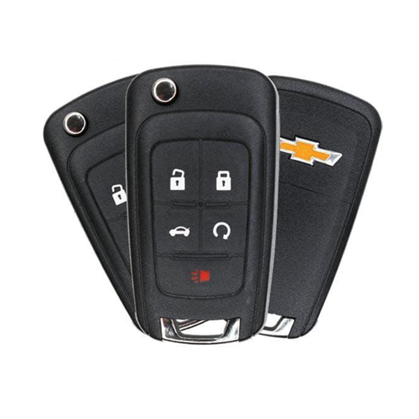 3 x 2010-2019 Chevrolet / 5-Button Remote Flip Key / PN:13584829 / P4O9MK74946931 / HU100 / PEPS (OEM Refurb) (BUNDLE OF 3) - UHS Hardware