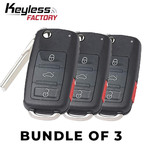 3 x 2012-2018 Volkswagen / 4-Button Flip Key / NBGFS93N / MQB (BUNDLE OF 3) - UHS Hardware
