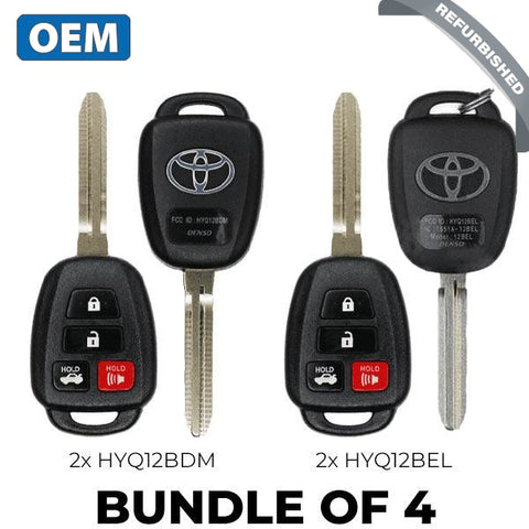 4 x 2014-2019 Toyota Corolla Camry / 4-Button Remote Head Key / HYQ12BEL / HYQ12BDM (H Chip)  (OEM) (BUNDLE OF 4) - UHS Hardware