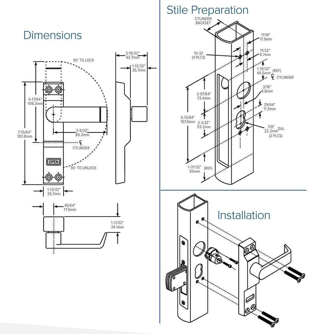 Adams Rite - 4550 MS - Narrow Stile - Deadlock Indicator Lever - RH or RHR - 1-3/4" to 2" Door -  Dark Bronze Anodized - UHS Hardware