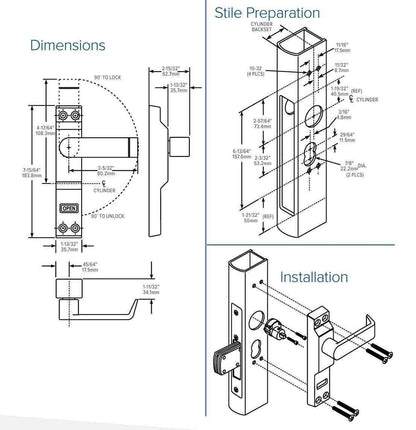 Adams Rite - 4550 MS - Narrow Stile - Deadlock Indicator Lever - RH or RHR - 1-3/4" to 2" Door -  Dark Bronze Anodized - UHS Hardware