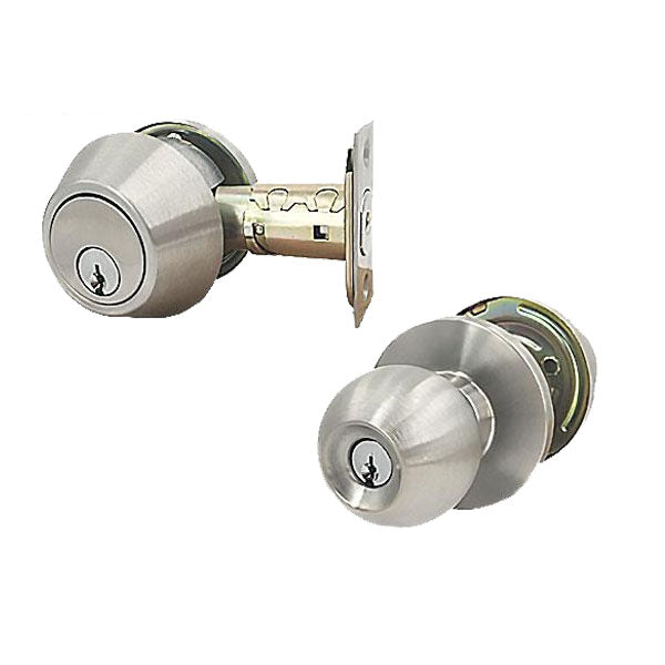4 x Premium Commercial Combo Lock Set w/ Knob & Deadbolt – 26D Silver – SC4 Keyway – Grade 2 (Pack of 4) - UHS Hardware