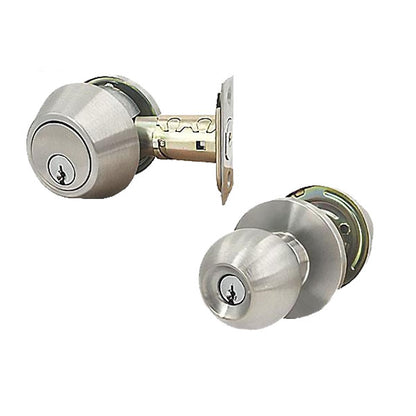 4 x Premium Commercial Combo Lock Set w/ Knob & Deadbolt – 26D Silver – SC4 Keyway – Grade 2 (Pack of 4) - UHS Hardware