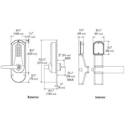 E-Plex E5010 Electronic Pushbutton Exit Trim Lever Lock - Schlage 'C' - 626- Satin Chrome - UHS Hardware