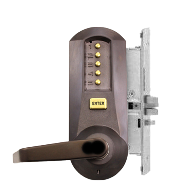 Simplex - 5066R - Mechanical Pushbutton Mortise Lever Lock - LFIC - Winston Lever - 2¾" Backset - Dark Bronze - Grade 1 - UHS Hardware