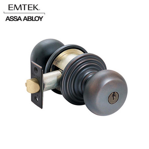 EMTEK - 5100 - Trim Knobset - Schlage "C" Keyway - 2 3/8" Backset - Providence Knob - Regular Rosette - Oil Rubbed Bronze - UHS Hardware