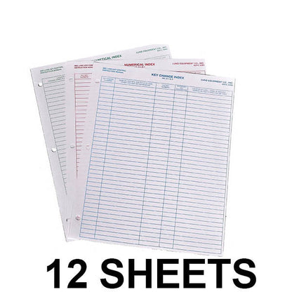 Lund - Index Sheets - 75 Entries Per Side - Optional Organizational Type (Packof 12)