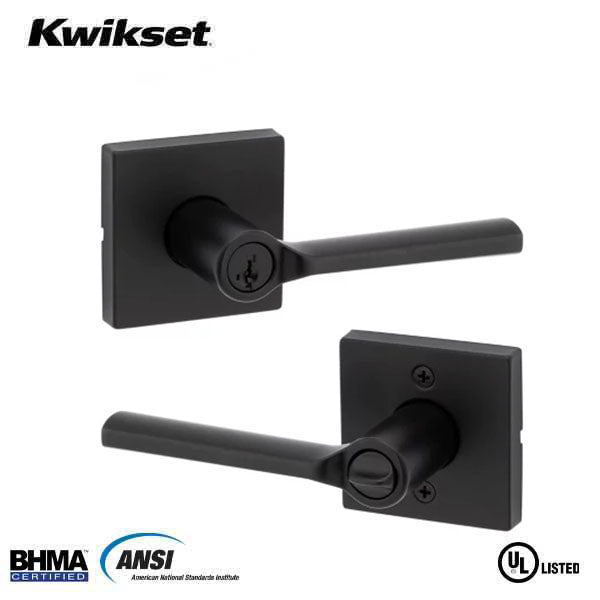 Kwikset - Lisbon Lever Set - Square Rose - Optional Finish - Keyed - SmartKey Technology  Grade 2 - UHS Hardware