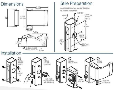 Kenaurd - Deadlatch Push & Pull Paddle Handle - Reversible - Dark Bronze - UHS Hardware