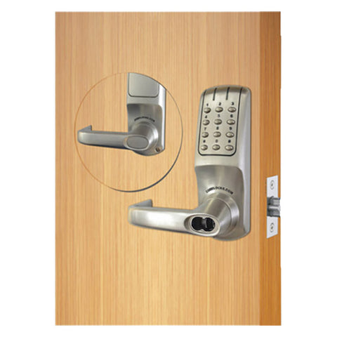 Code Locks - CL5210 - Electronic Door Lock - 2 3/4" Backset - Tubular Latchbolt  - Brushed Steel - Optional Cylinder Prep - Fire Rated - Grade 2 - UHS Hardware