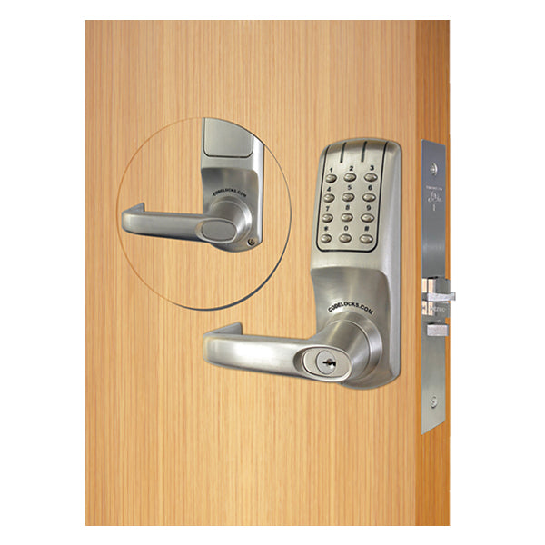 Code Locks - CL5250 - Electronic Smart Lock - Heavy Duty - 2 3/4" Backset - Mortise Lock (86 Prep) - Optional IC Cylinder Prep - Brushed Steel - Fire Rated - Grade 2 - UHS Hardware