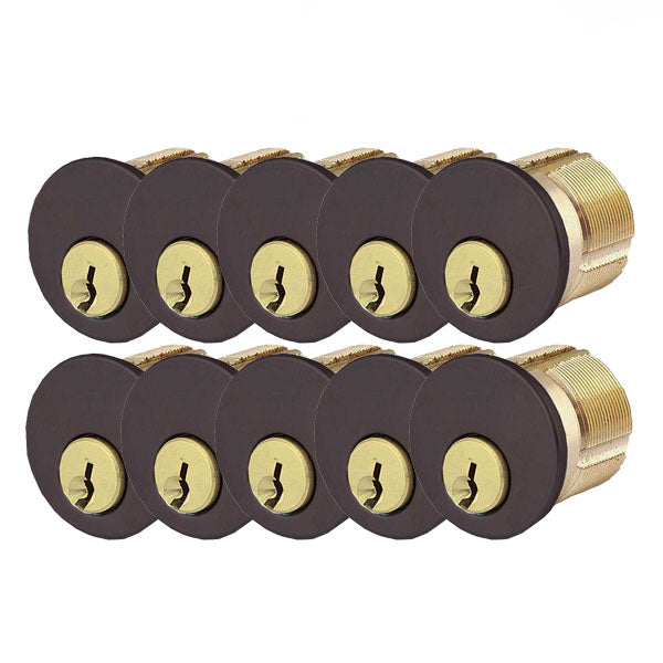 10 x Premium Mortise Cylinder - 1" - 10B - Oil Rubbed Bronze / Black - (SC1) (Pack of 10) - UHS Hardware