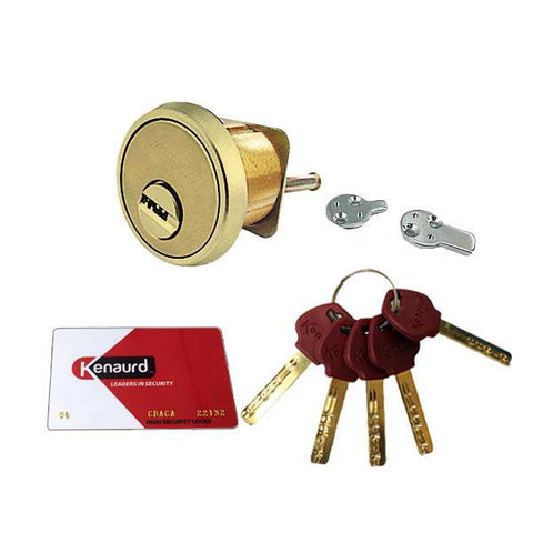 5 x Key Controlled - Rim / Mortise Combo Cylinder - 1-1/8" - US3 - Polished Brass (Pack of 5) - UHS Hardware