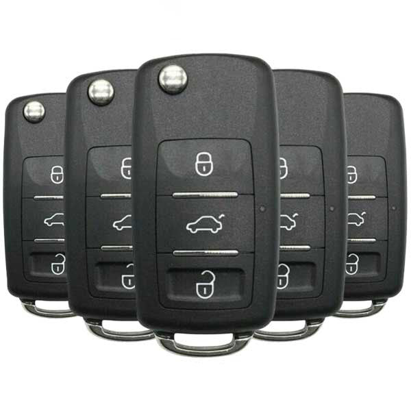 5 x VW Volkswagen Style / 3-Button Universal Remote Key for VVDI Key Tool (Wired) (Pack of 5) - UHS Hardware