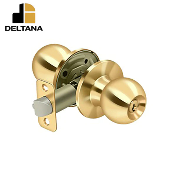 Deltana - Round Knob Entry - 2-3/8" Backset - 1-3/8" - 2" Door Thickness - Universal Handing - Optional Finish