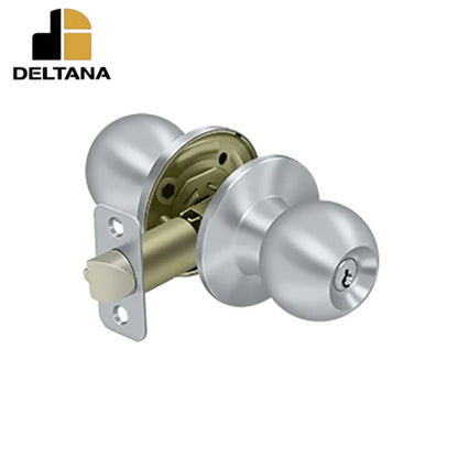 Deltana - Round Knob Entry - 2-3/8" Backset - 1-3/8" - 2" Door Thickness - Universal Handing - Optional Finish