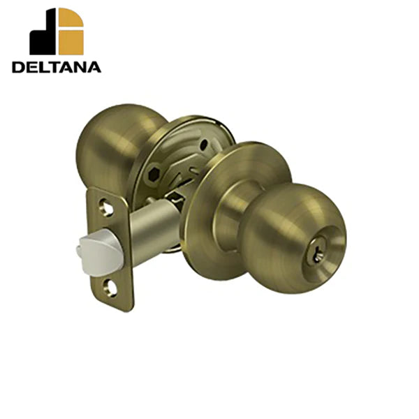 Deltana - Round Knob Entry - 2-3/8" Backset - 1-3/8" - 2" Door Thickness - Universal Handing - Optional Finish