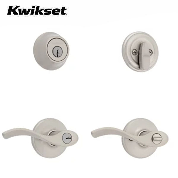 Kwikset - 690BL  - Balboa Security Set - Deadbolt Keyed One Side - Round Rose - 15 - Satin Nickel - Keyed Entry - Grade 3 - UHS Hardware